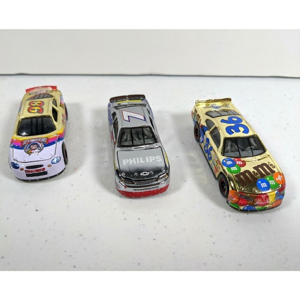 NASCAR Diecast 1:64 Lot of 3 Gold Chrome M&Ms 36 Philips 7 50th Anniversary 98